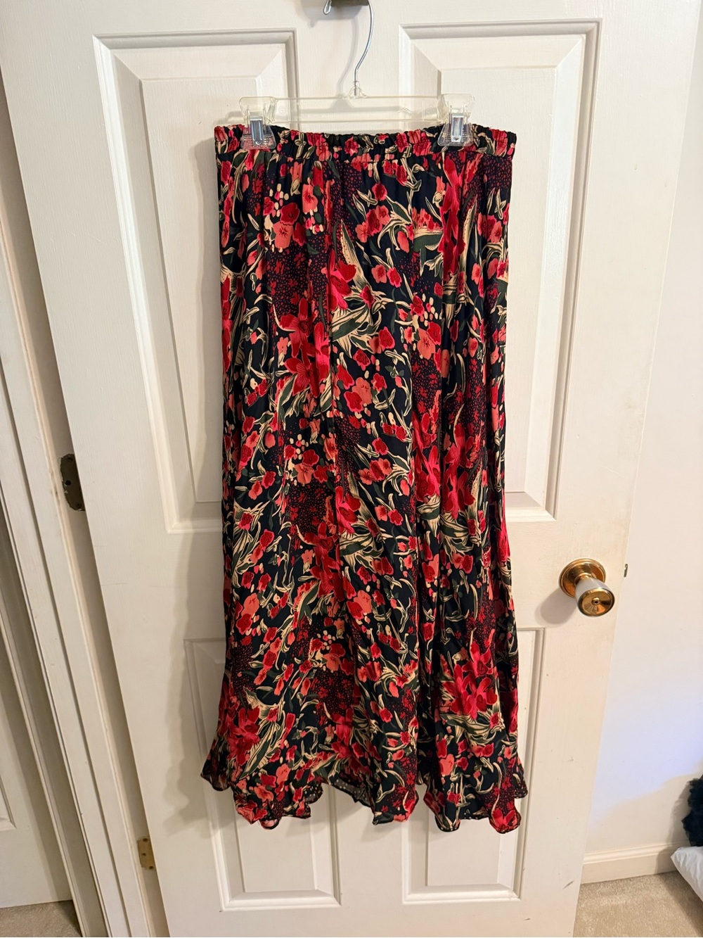 Coldwater Creek Black and Red Floral Maxi Skirt Reversible